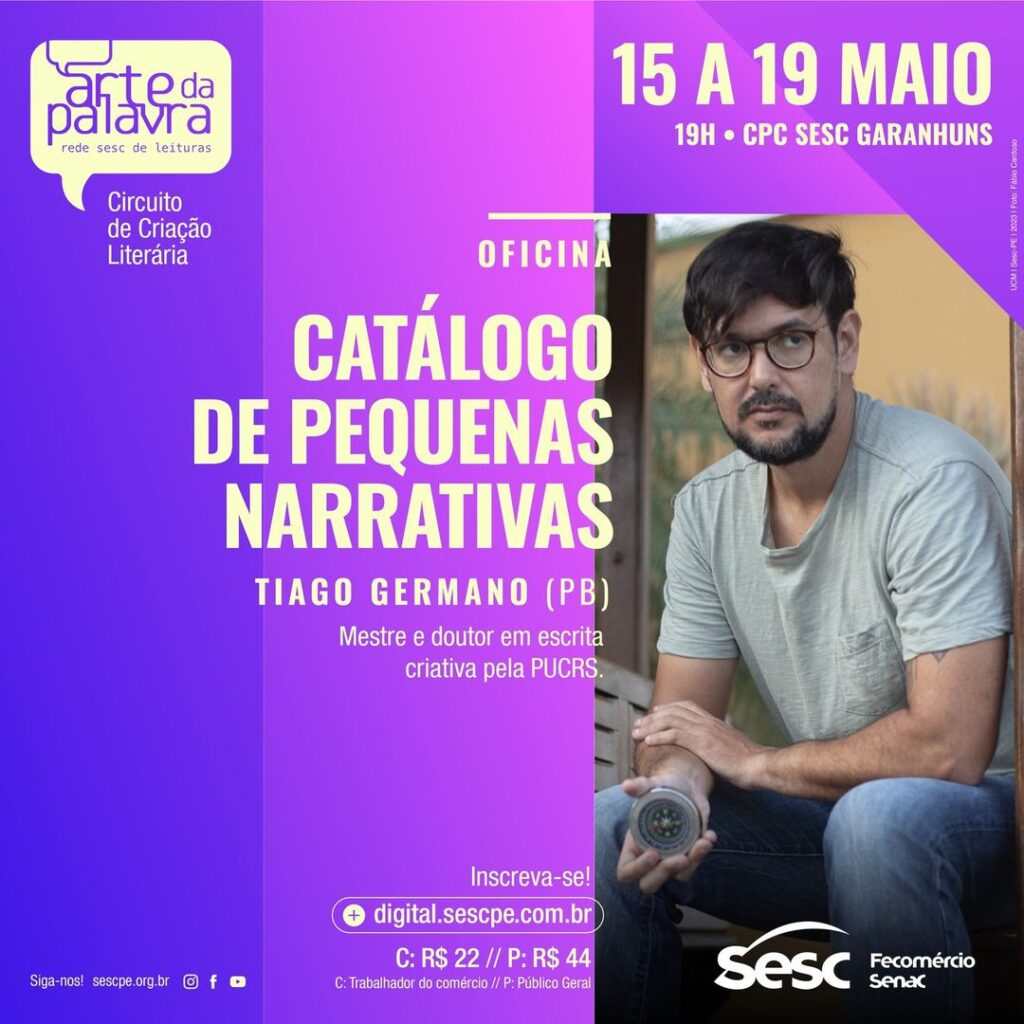 Tiago Germana ministra oficina “Catalogo de Pequenas Narrativas"